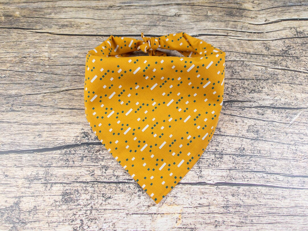 Yellow Geometric Dog Bandana | Tie on Dog Scarf | Minimalist Dog Bandana | Fall Dog Scarf | Yello... | Etsy (US)