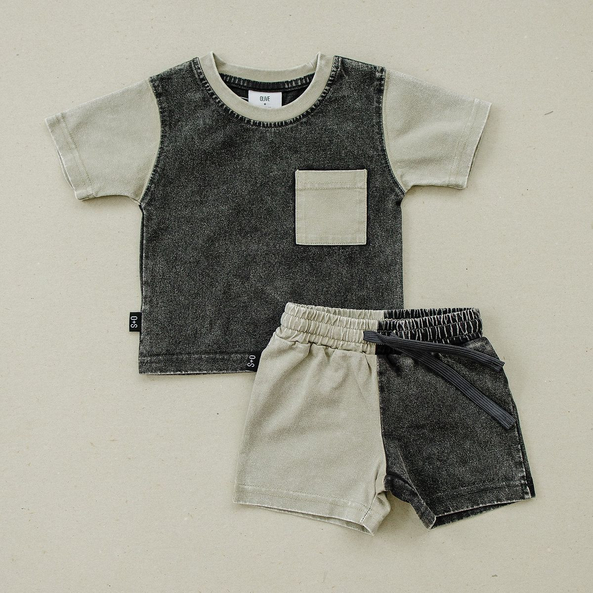 Kids Maddox Color Block Short Sleeve Pocket Tee Set - Olive + Scout | Target