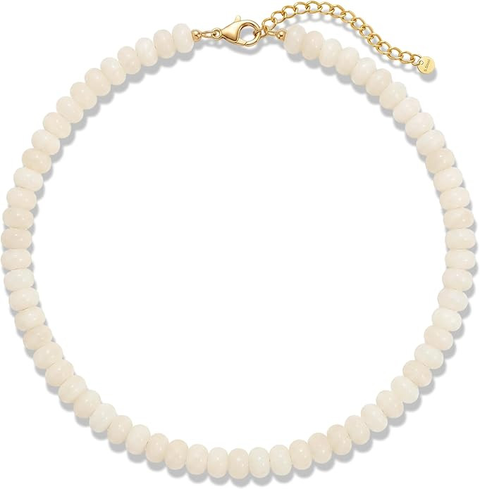 Gemstone Beaded Necklace for Women Colorful Natural Stone Freshwater Pearl Surfer Beach Rainbow N... | Amazon (US)