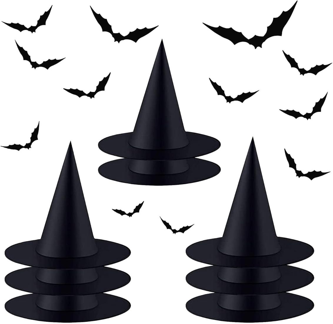 GHANTOY 8 Pack Witch Hats, Witches Hats, Black Witch Hats Hanging, Floating Witch Hats, Halloween... | Amazon (US)