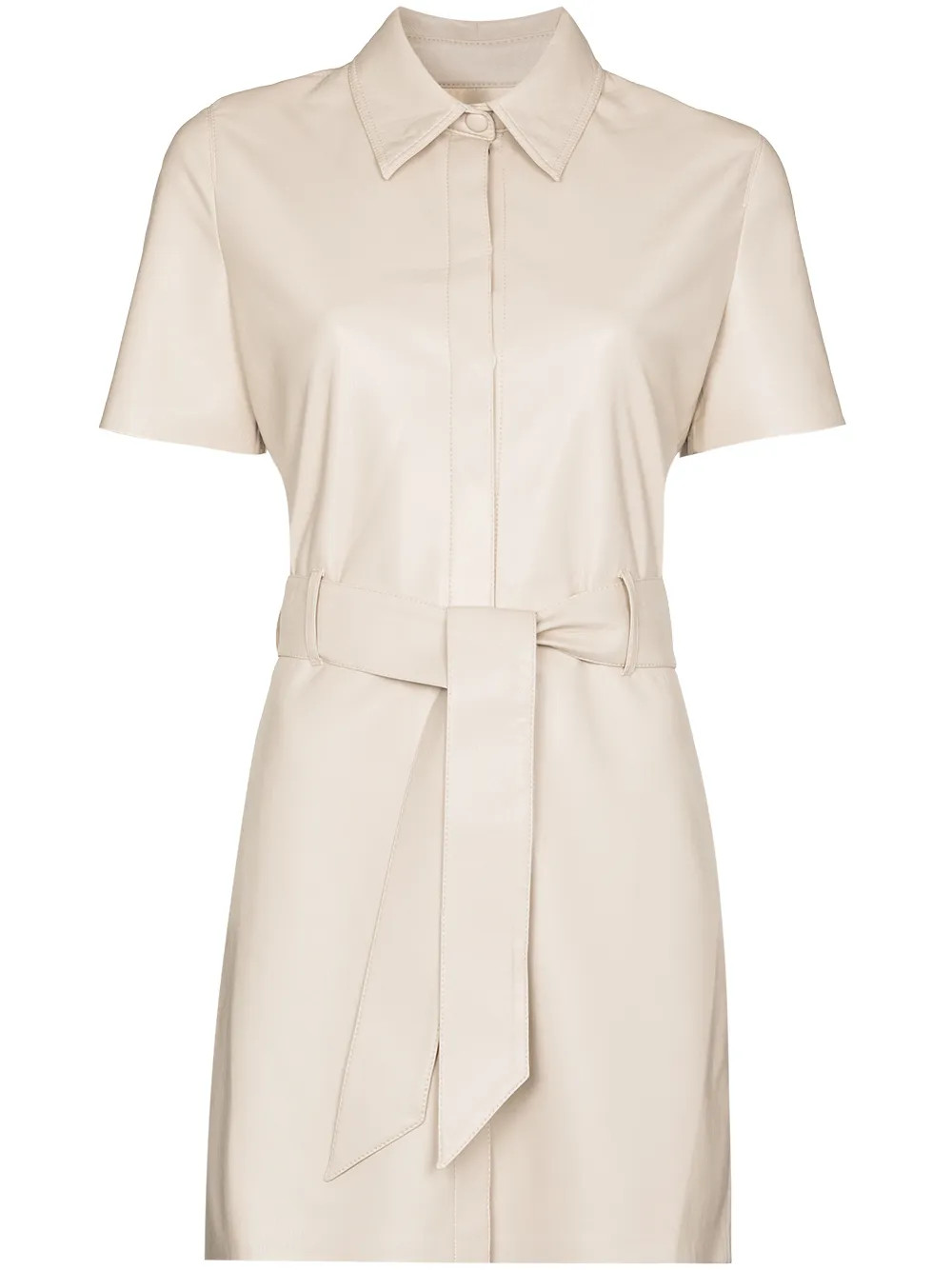 Halli faux-leather mini shirtdress | Farfetch Global