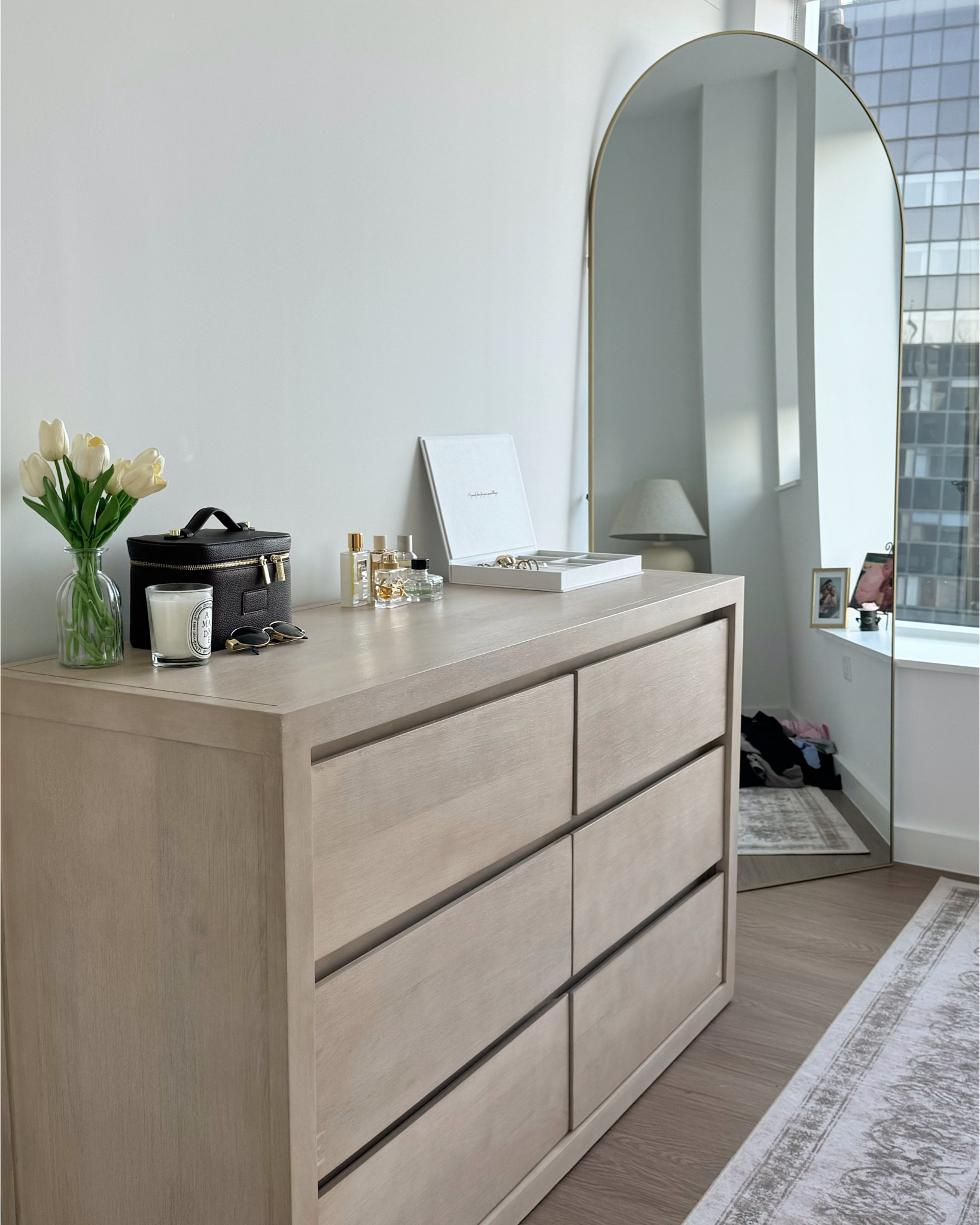 Bedroom Dresser Inspo #bedroom #bedroomdecor #dresser #mirror #apartment #apartmentdecor