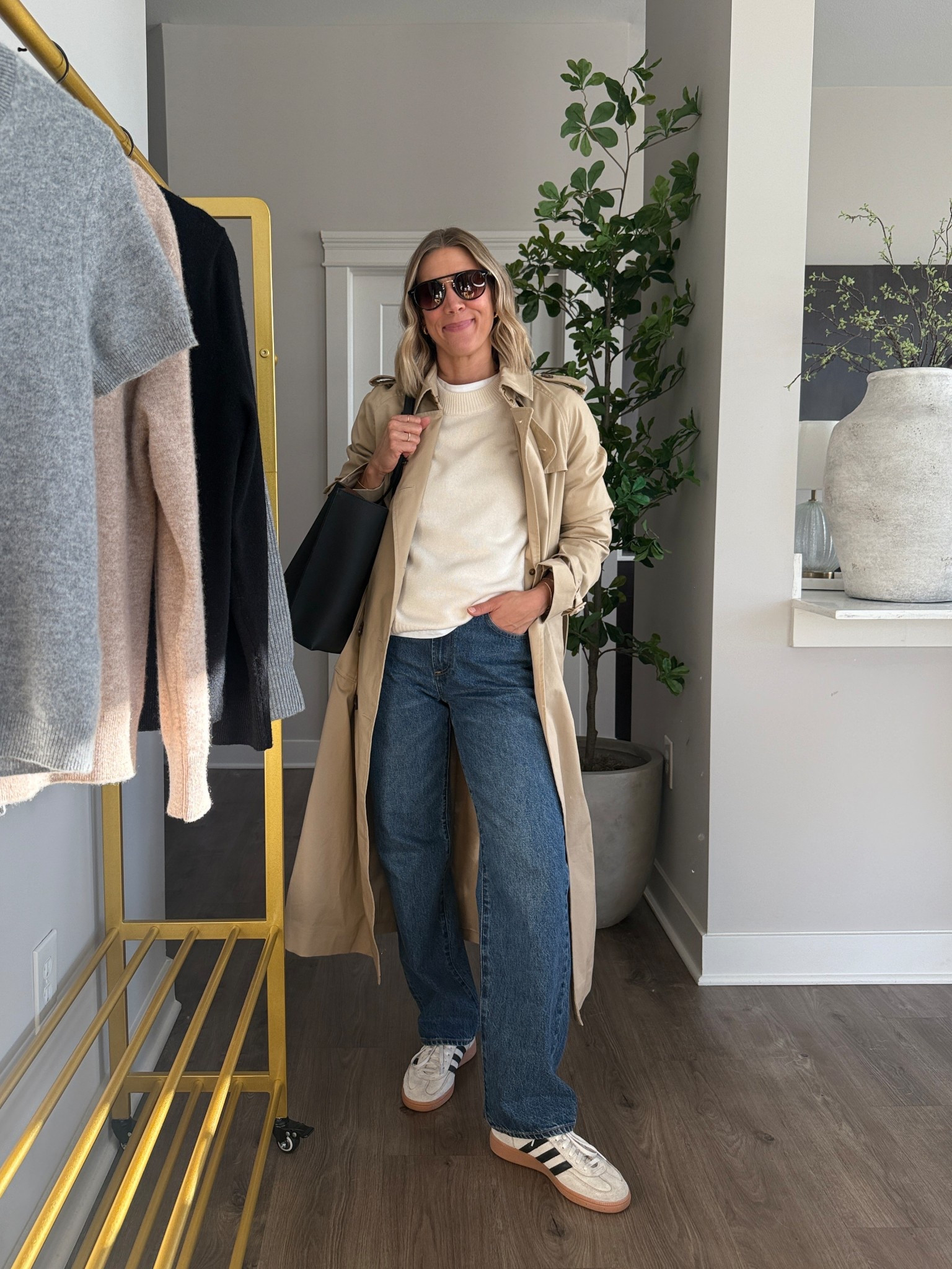 Wearing small cashmere sweater, small trench coat 

@onequince #quincepartner

#LTKFindsUnder50 #LTKFindsUnder100 #LTKStyleTip