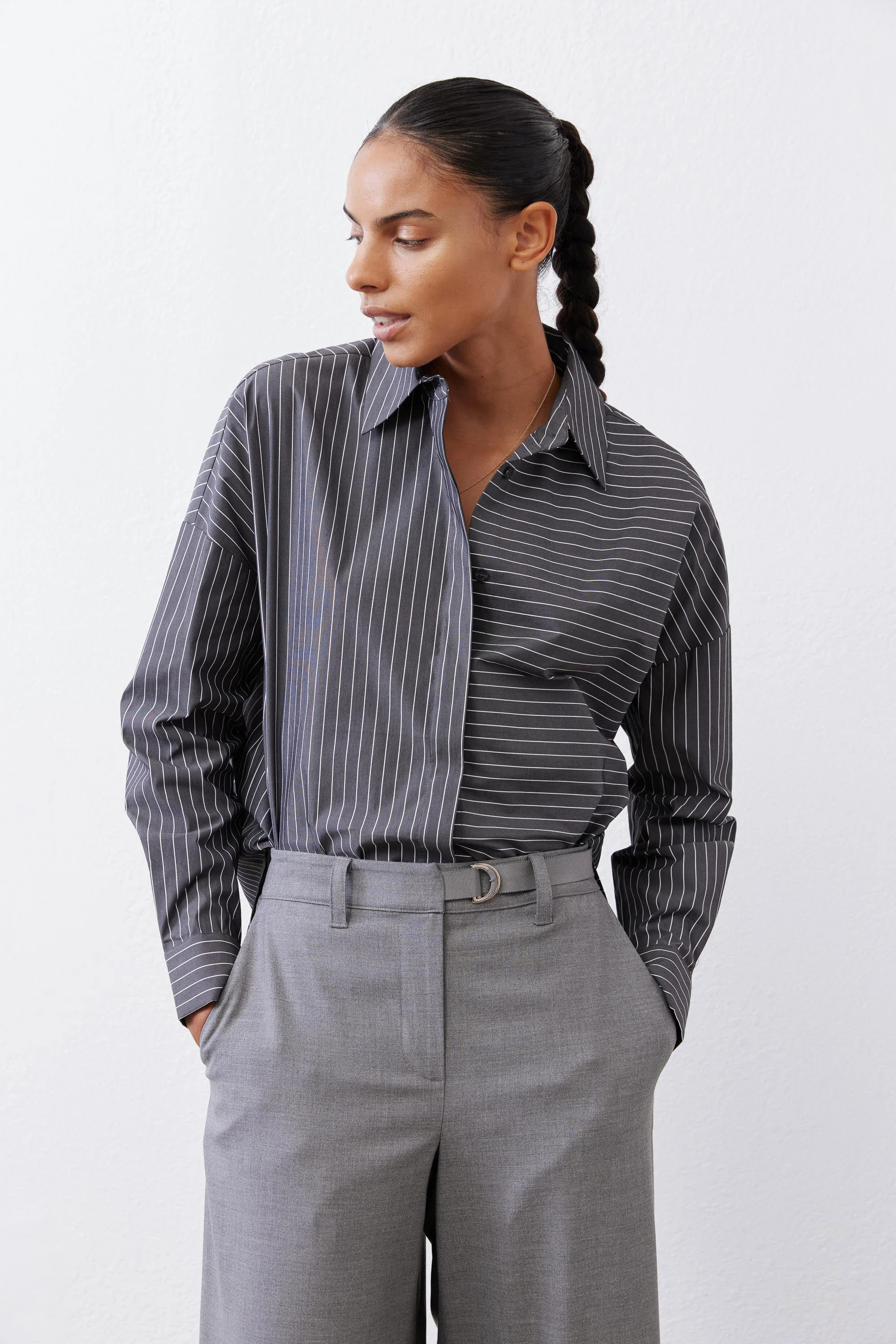 Remix Striped Button Down Blouse | Ruti