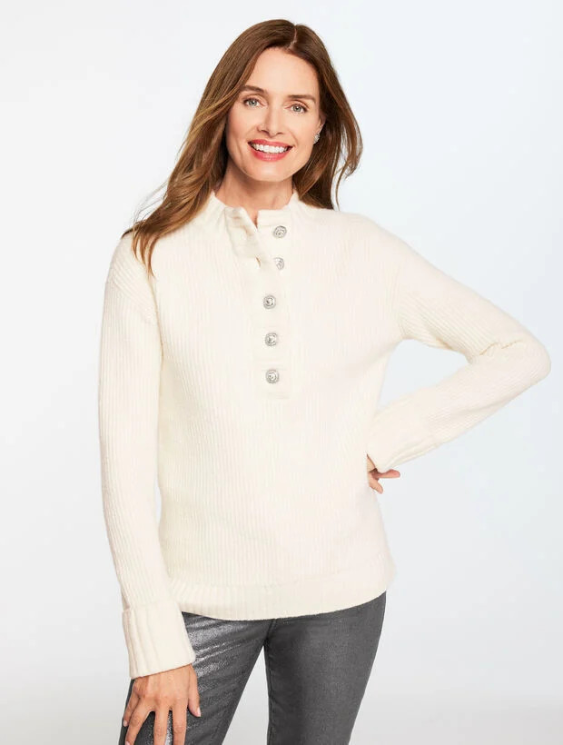 Jewel Button Henley Sweater | Talbots