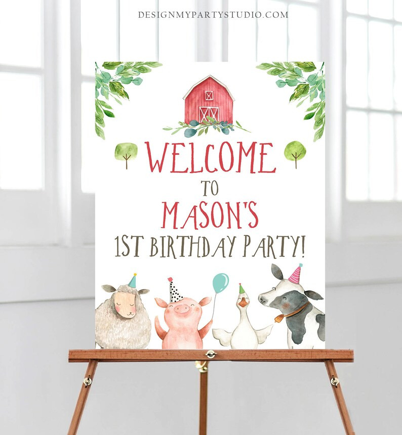 Editable Farm Birthday Welcome Sign Boy Barnyard Birthday Welcome Sign Farm Animals Birthday Welc... | Etsy (US)