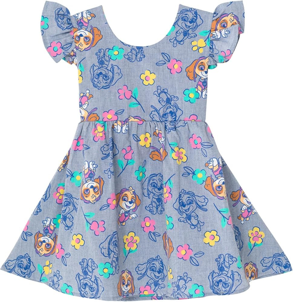 Paw Patrol Skye Floral Girls Chambray Skater Dress Toddler to Little Kid | Amazon (US)