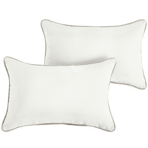 Set of 2 Sunbrella Canvas Natural/Cast Silver Outdoor Pillow, 20 | Christmas Central
