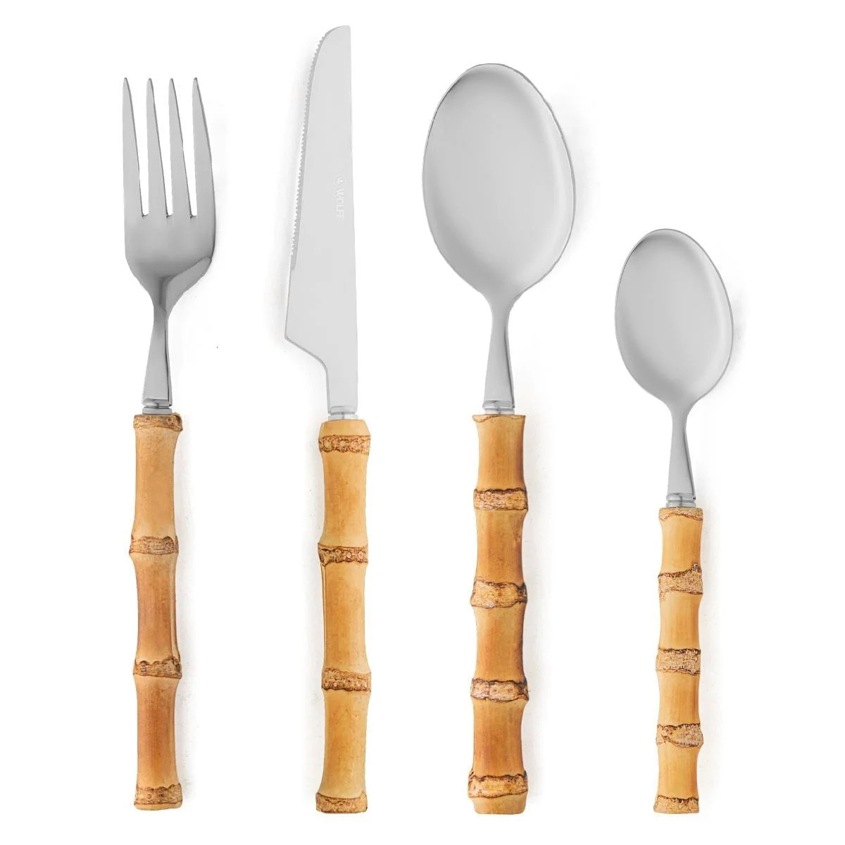 Jogo de Talheres Wolff Tulum - Cabo Bambu Natural (16 Peças) - Camicado | Camicado (BR)