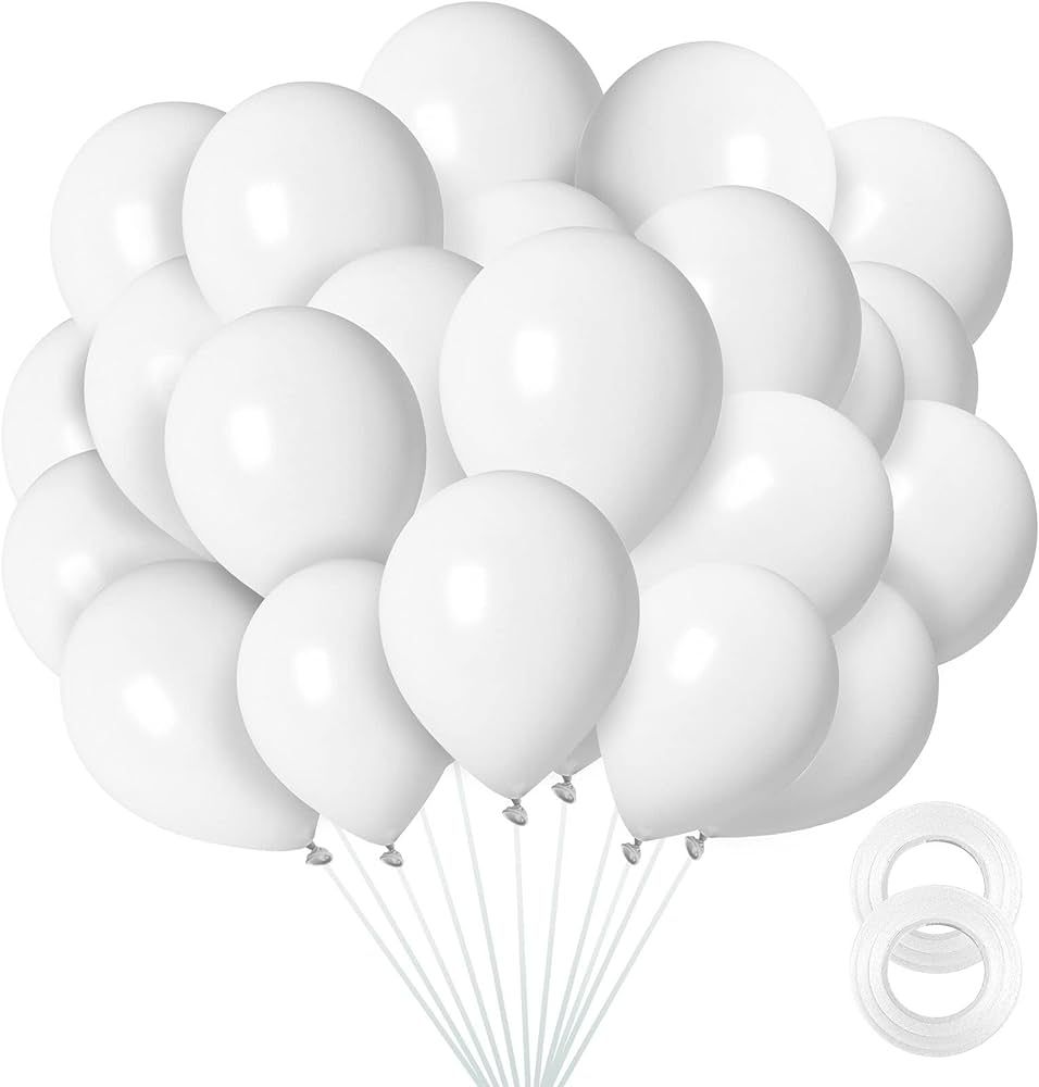 White Balloons 12 inch, 100 Pack Pearl White Latex Balloons Helium Quality for Birthday Baby Show... | Amazon (US)
