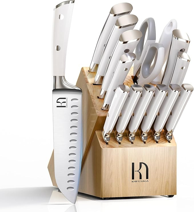 Knife Set Premium, Japanese 15 Pcs High Carbon Stainless Steel Kitchen Knife Block Set with Sharp... | Amazon (US)
