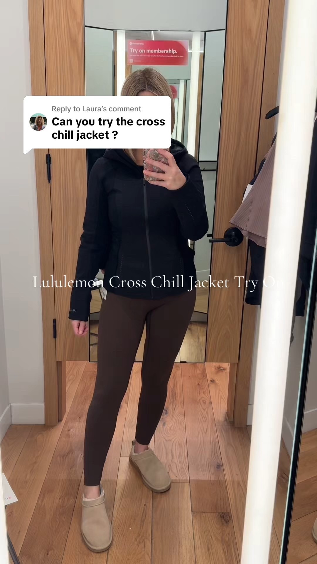 Trying on the @lululemon Cross Chill jacket with leggings and cozy boots 🤍

I’m wearing a size small in the jacket, true to size, but it has a more structured, fitted feel. Underneath, I’m wearing a long-sleeve top in a size 4, true to size. With just a long sleeve underneath, this feels like the max I’d personally layer — I wouldn’t wear a sweatshirt or thicker sweater under this one, as it would feel too tight. If you want more room to layer, I’d recommend sizing up.

The fit is very flattering and similar in shape to the Another Mile jacket, but this one feels more structured and is made from a different material. The inside has a soft, velvety lining along the back and sides, which makes it comfortable without adding bulk. It also has thumb holes, a hood, and pockets.

For warmth, the Another Mile jacket is definitely warmer, while this one is perfect for spring and fall weather.

I’m also wearing the leggings in a size 4, true to size, in the 25-inch length, which is my ideal length.
For reference, I’m 5’3”.

lululemon jacket
athletic jacket women
lightweight jacket women
structured jacket
fitted athletic jacket
spring fall jacket
activewear outfits
workout outfit
workout clothes women
gym outfit
gym clothes women
athleisure outfits
everyday athleisure
leggings outfit
high waisted leggings
everyday leggings
casual outfits women
neutral outfits
comfortable everyday outfits
ugg micro boots
ugg outfit ideas
leggings and uggs
fall winter outfits

#LTKwinter #LTKfitness #LTKcanada