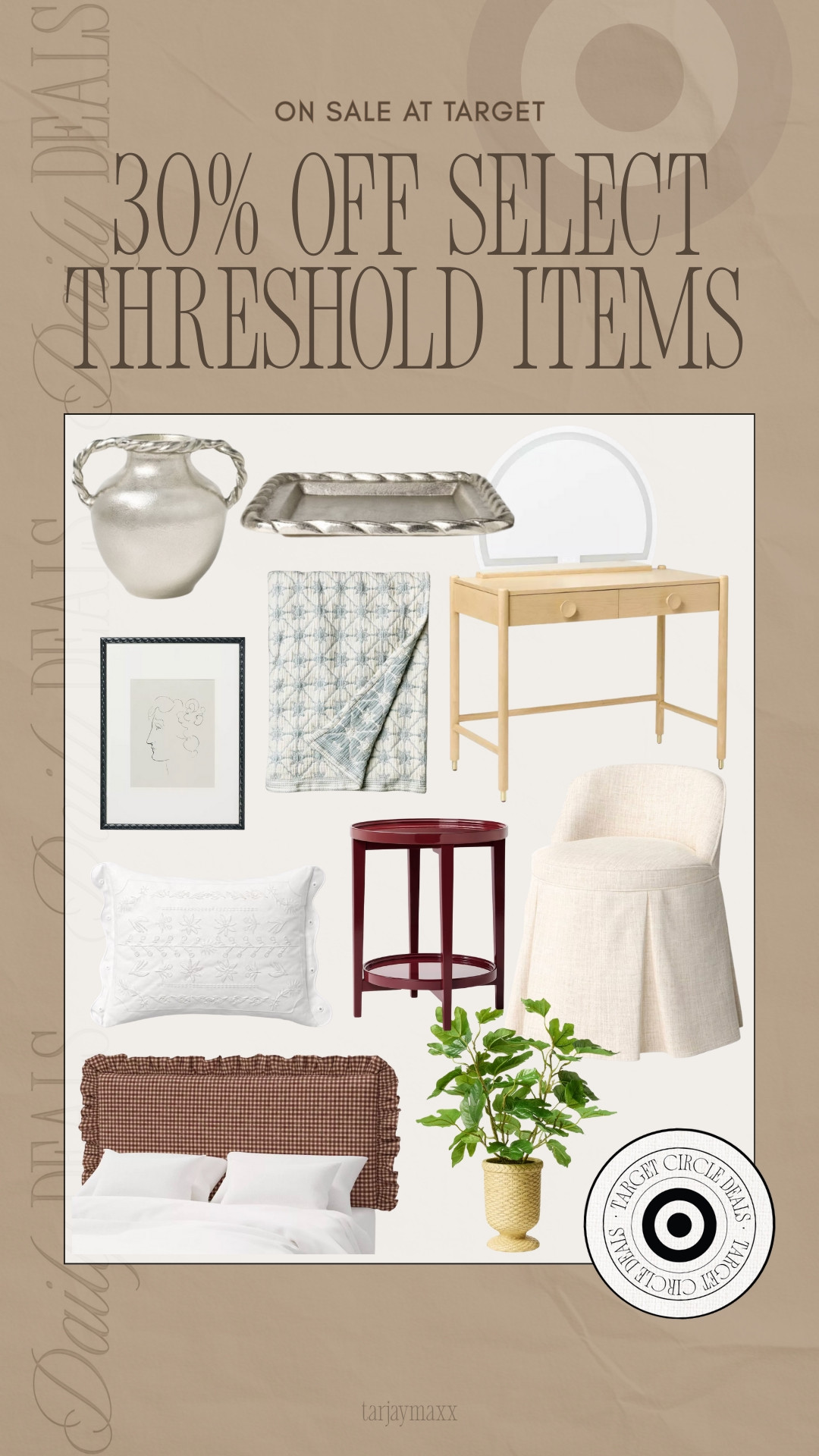 Getting your home refresh ready for the season with 30% off select Threshold items! 🏠✨ From textured bedding and chic furniture to those perfect accent pieces, now is the time to grab those Target deals. Whether you’re updating your bedroom or adding some greenery to your space, these finds make it so easy to get that high-end look on a budget. I’m especially loving that pleated vanity chair and the checkered headboard—they add such a cozy, designer touch to any room. ☁️🌿 date night outfits, accolade crew neck pullover, satin effect wrap blouse, super bowl hosting, dark wash denim, brooch, lace trim, chocolate brown outfit, romantic knits, valentines day outfit women, target home, target style, home aesthetic, interior design, home styling, affordable home decor, room makeover, cozy home, modern traditional, neutral home 

 #LTKdayinmylife #LTKselfcare #LTKHome