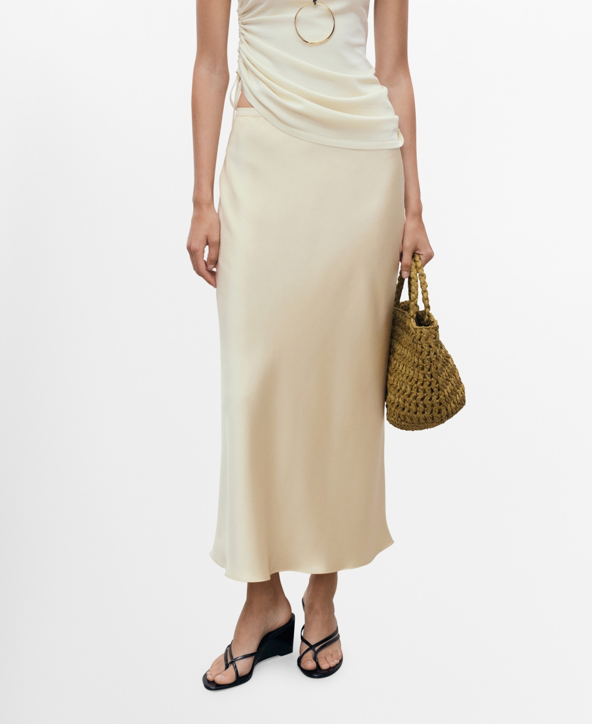 Mango Women's Midi Satin Skirt - Pastel Yellow | Macy's