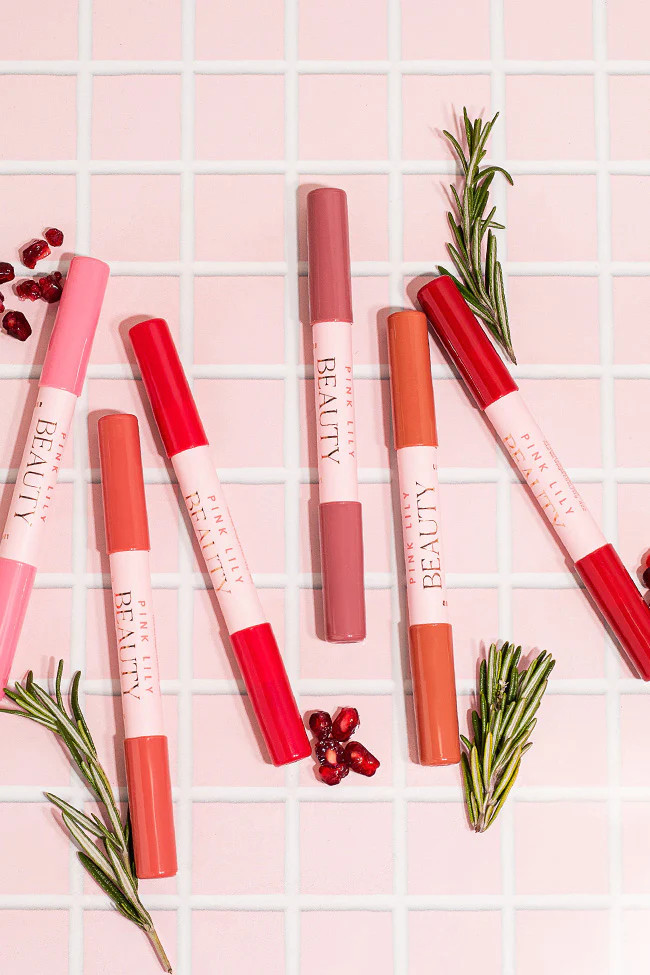 Pink Lily Beauty Double Bloom Dual Lipstick and Lip Liner - Pretty in Pink Lily | Pink Lily