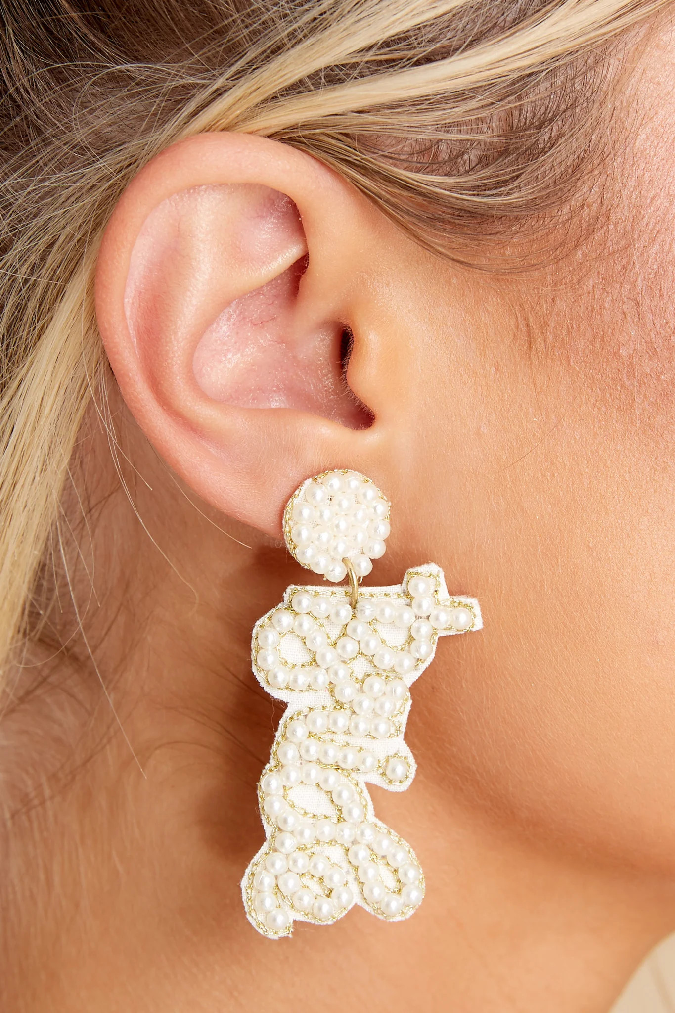 Call Me Mrs Pearl Beaded Earrings | Red Dress 