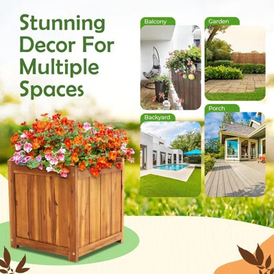 Millwood Pines Square Wooden Planter Box - Light Brown | Wayfair | Wayfair North America