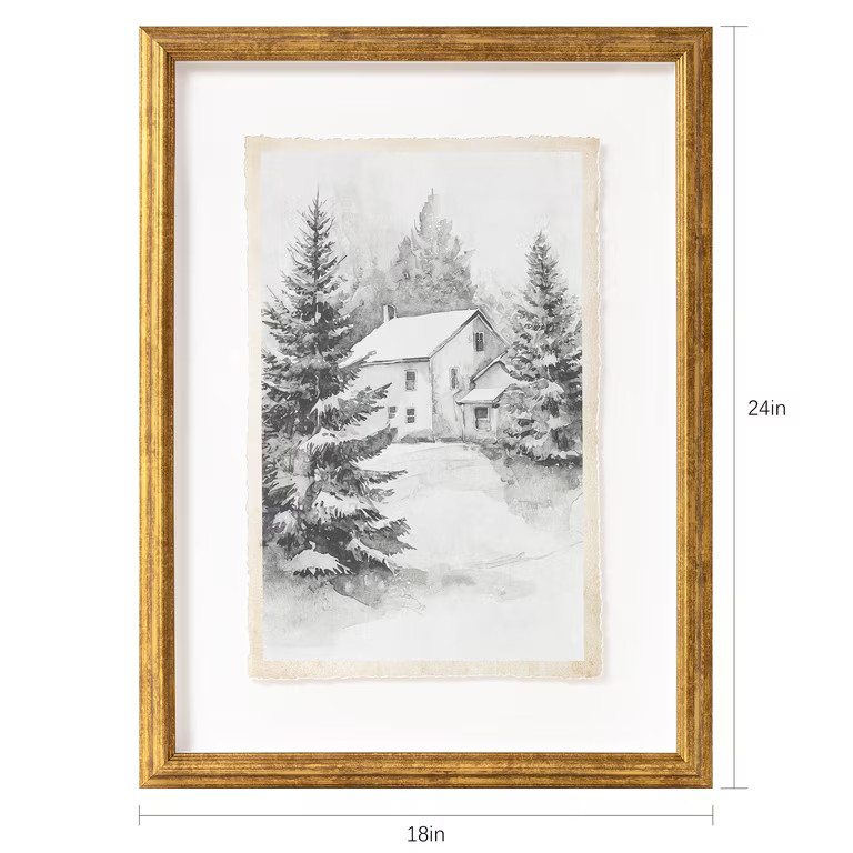 My Texas House Snow Winter House Framed Wall Art 18x24 | Walmart (US)
