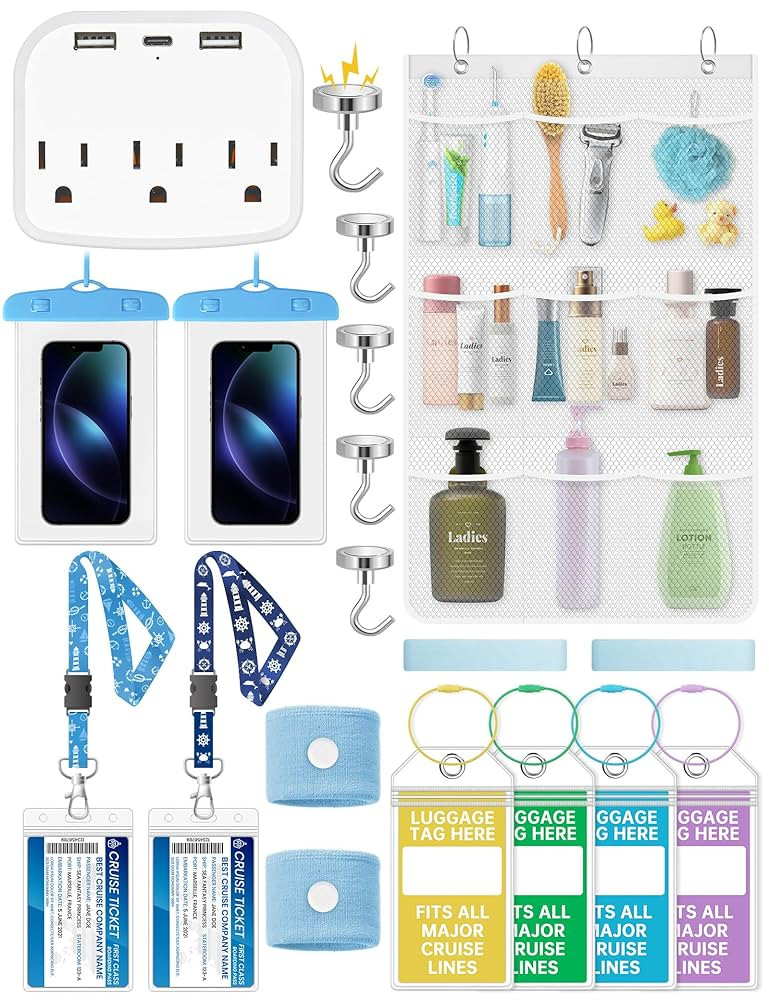 NiHome 19-Piece Cruise Trip Essentials Kit – Power Strip, Waterproof Phone Bags, Luggage Tag Ho... | Amazon (US)