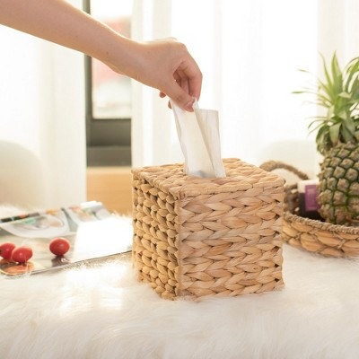 Vintiquewise Water Hyacinth Wicker Square Tissue Box Cover | Target