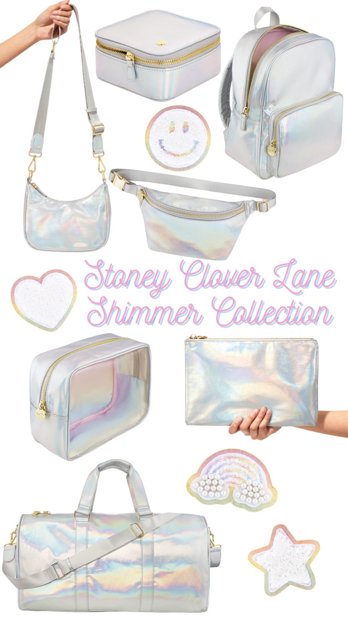 Stoney Clover Lane new Shimmer Collection iridescent travel bags and pouches ✨ crossbody bag, fanny pack belt bag, travel pouch, mini backpack, duffle bag, jewelry case 

#LTKSeasonal #LTKitbag #LTKtravel