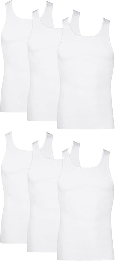 Hanes Men's Cotton Tank Undershirts Pack, Moisture-Wicking Ribbed Tanks, lightweight Cotton Tank ... | Amazon (US)