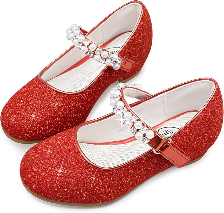 Stelle Girls Dress Shoes White Flower Girl Shoe Mary Jane Low Heels for Wedding (Toddler/Little/B... | Amazon (US)