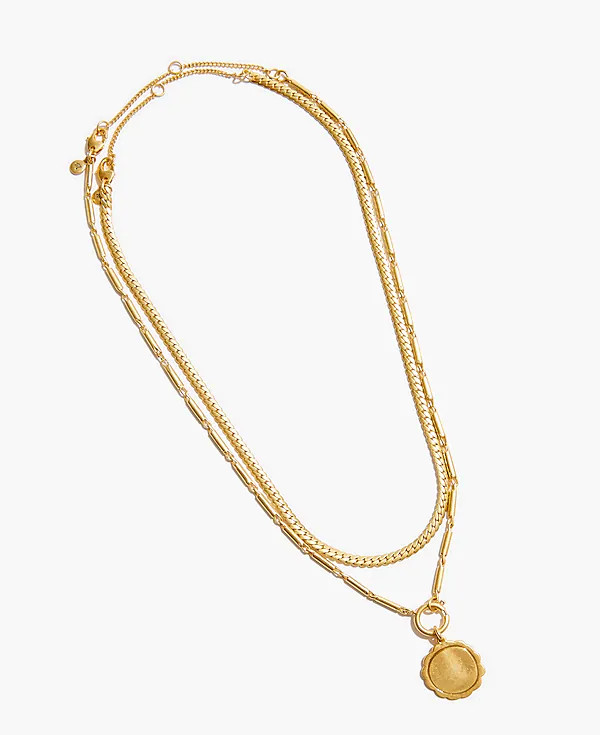 Two-Piece Scalloped Coin Herringbone Necklace Set | Madewell