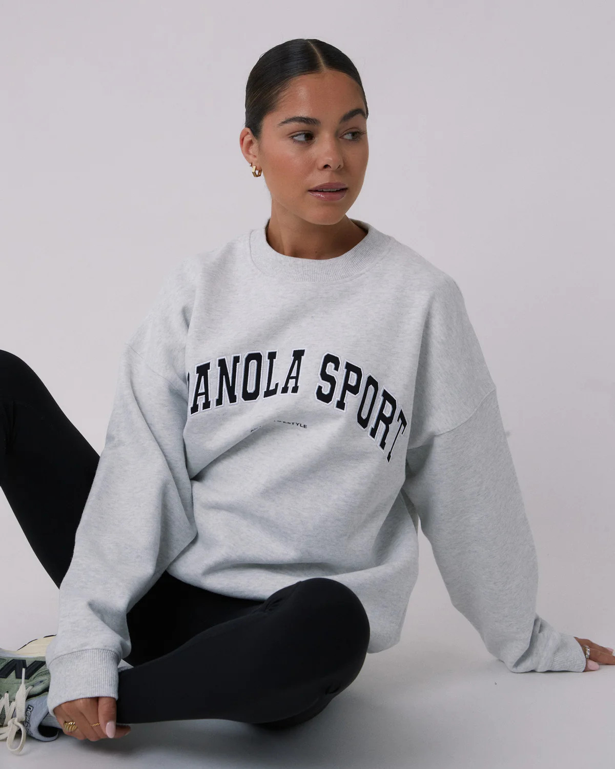 AS Oversized Sweatshirt - Light Grey Melange | Adanola UK