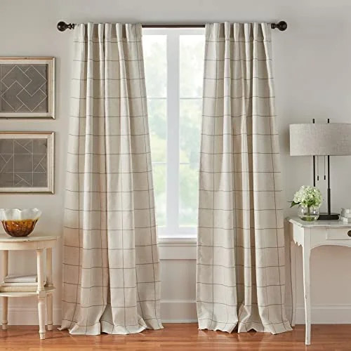 Elrene Home Fashions Brighton Windowpane Plaid Blackout Window Curtain, Living Room and Bedroom D... | Walmart (US)