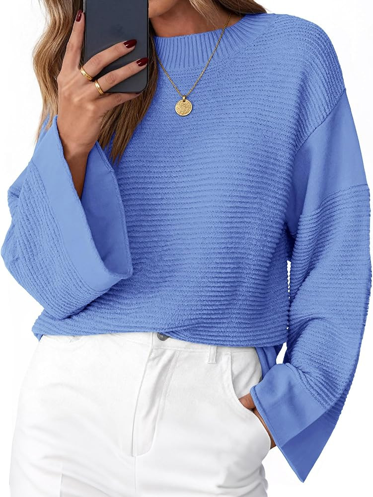 KIRUNDO Oversized Sweaters for Women Ribbed Knit Chunky Long Sleeve Tunic Sweater Pullover Tops F... | Amazon (US)