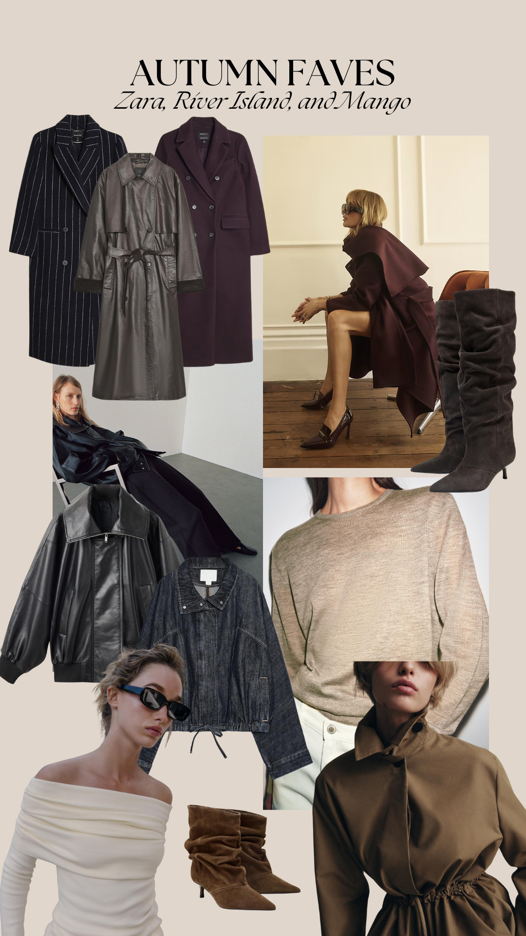 Autumn Faves, Leather Jacket, Bodysuit, Straight Jeans, Shirt with Tie, Cropped Blazer, Kilted Skort, Kitten Heel Boots, Tailored Coat, Stretch Straight Jeans, Handmade Scarf Coat, Pinstripe Coat, Knit Top, Short Parka, Denim Jacket, Trench Coat, Satin Top, Zara, Mango, River Island

#LTKstyletip #LTKautumn #LTKuk