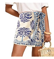 Womens Wrap Mini Skirt Boho Floral Printed Knot Side High Waist A Line Casual Summer Beach Short ... | Amazon (US)