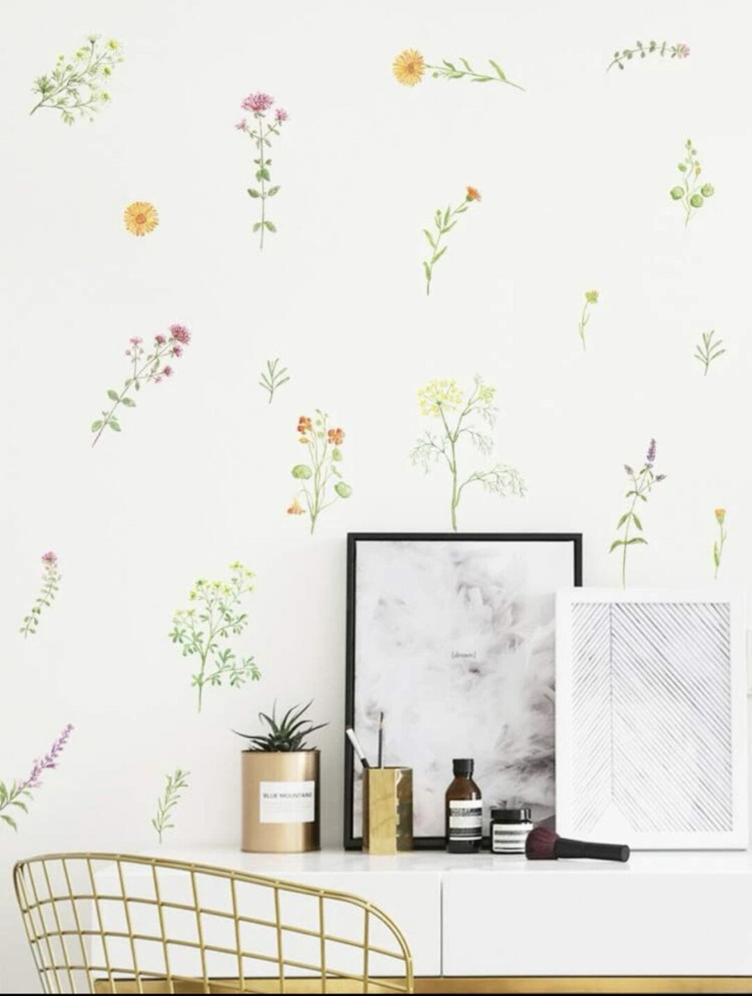 flower print wall art - mural - Wall decal - wall sticker - country cottage flower wall sticker -... | Etsy (US)