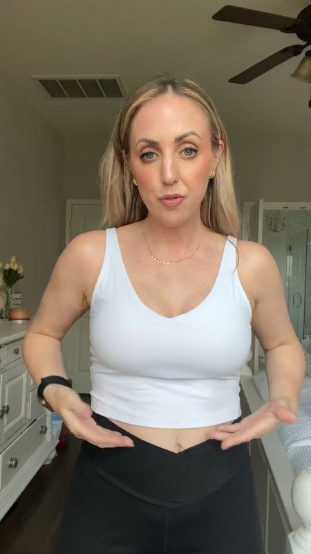 Two Amazon workout top options (Lululemon dupe?) - one is a crop top length and one is the same exact thing in a full tank length! 

#LTKunder50 #LTKfit