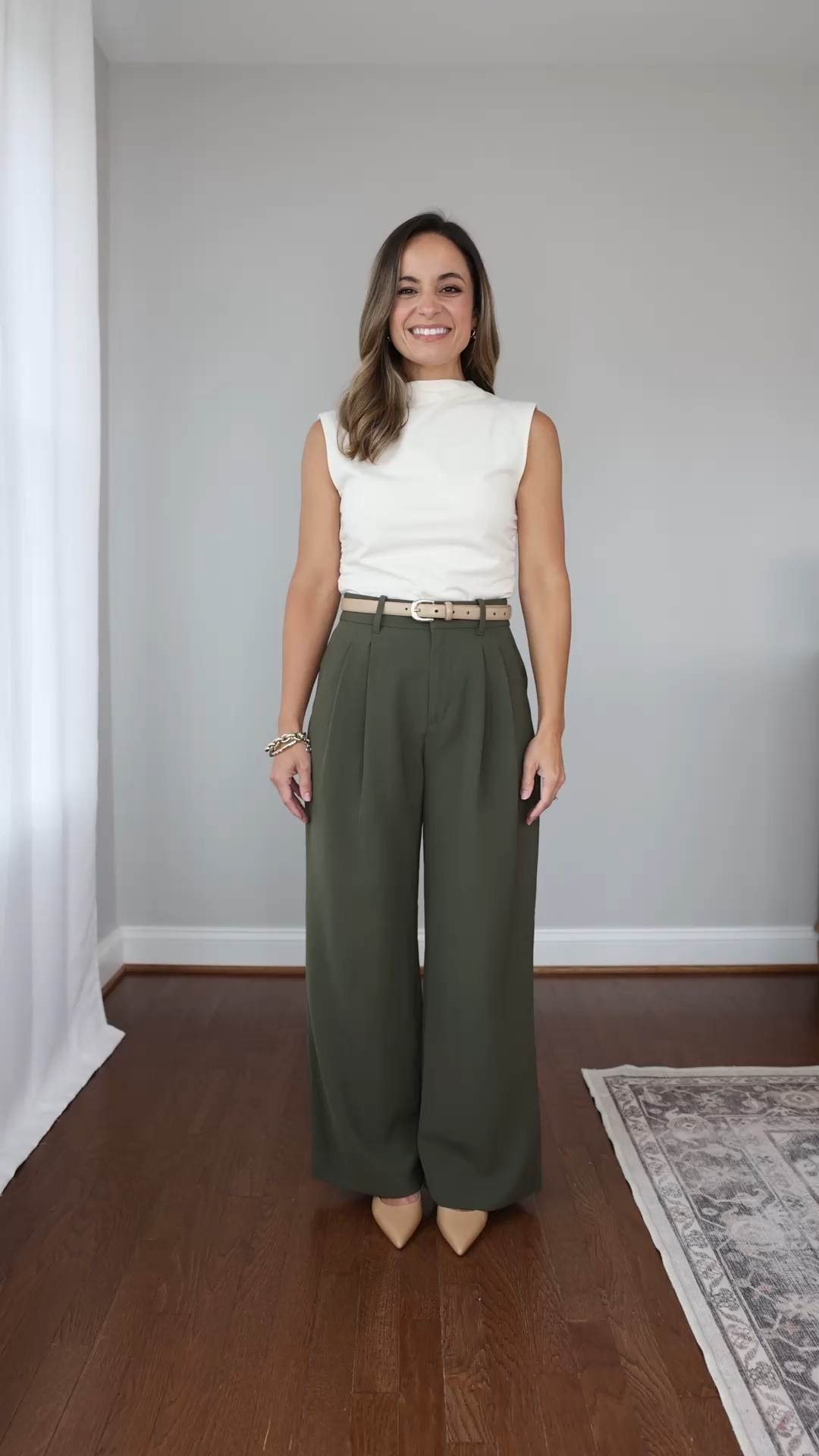 Testing the fit of four wide leg trousers for petites! 

Gap 365 Trousers - exact color worn not available 
Petite 00 - 11.5” rise 28” inseam (also offered in low rise) 

Top (Quince): xs - exact color is not available 
Shoes (Sam Edelman): true to size

#LTKPetite
