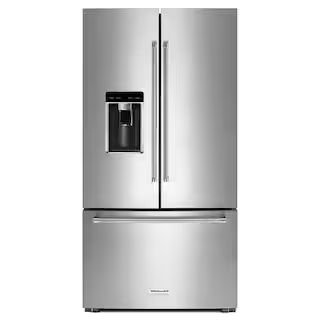KitchenAid 23.8 cu. ft. French Door Refrigerator in PrintShield Stainless Steel, Counter Depth KR... | The Home Depot