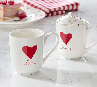 Painted Hearts Stoneware Mugs - Set of 2 | Pottery Barn (US)