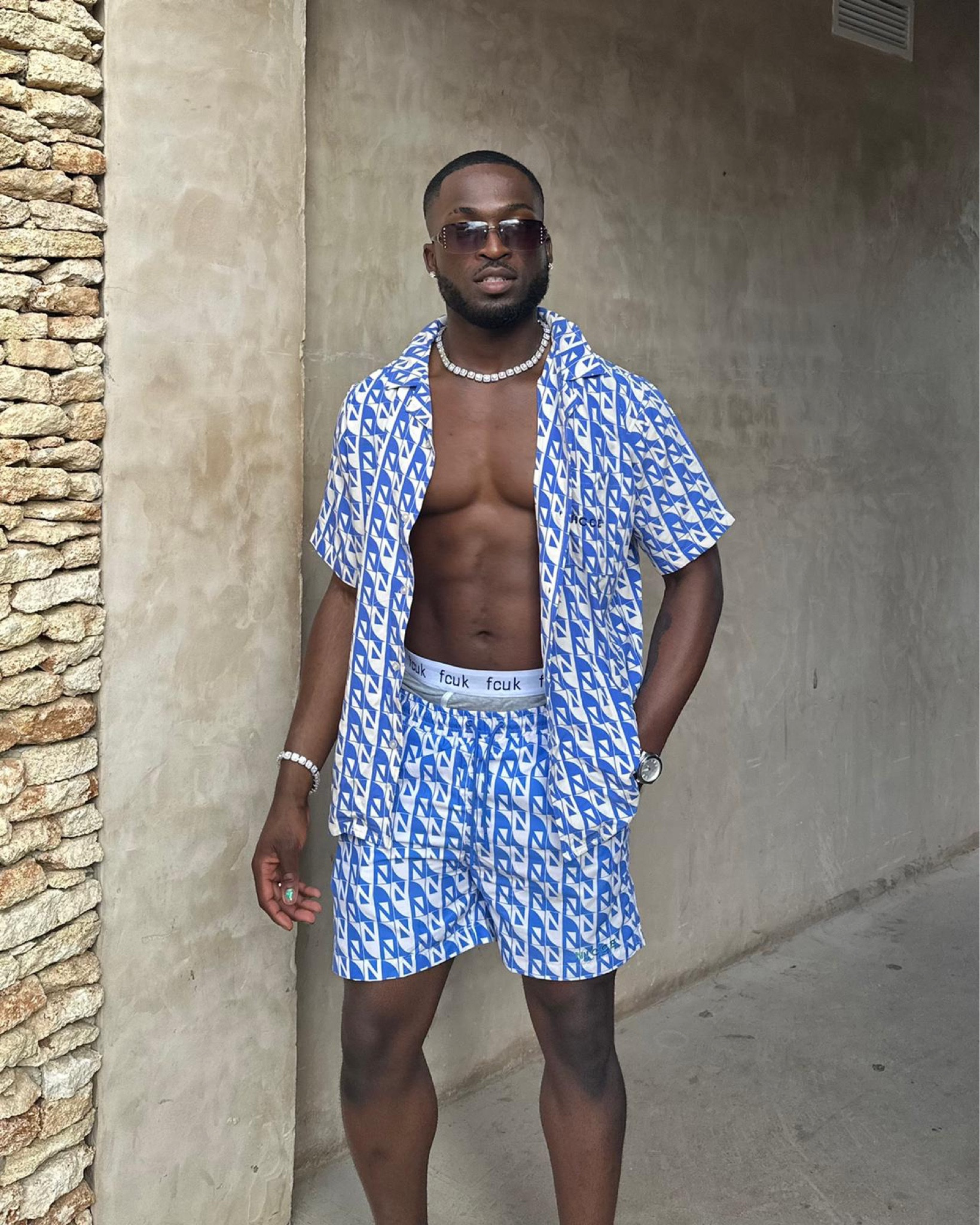 Men pattern shirt and shorts set, chain, fcuk boxers, Nike dunks, matching set, men’s silver watch, holiday outfits 

#LTKmens #LTKstyletip #LTKeurope