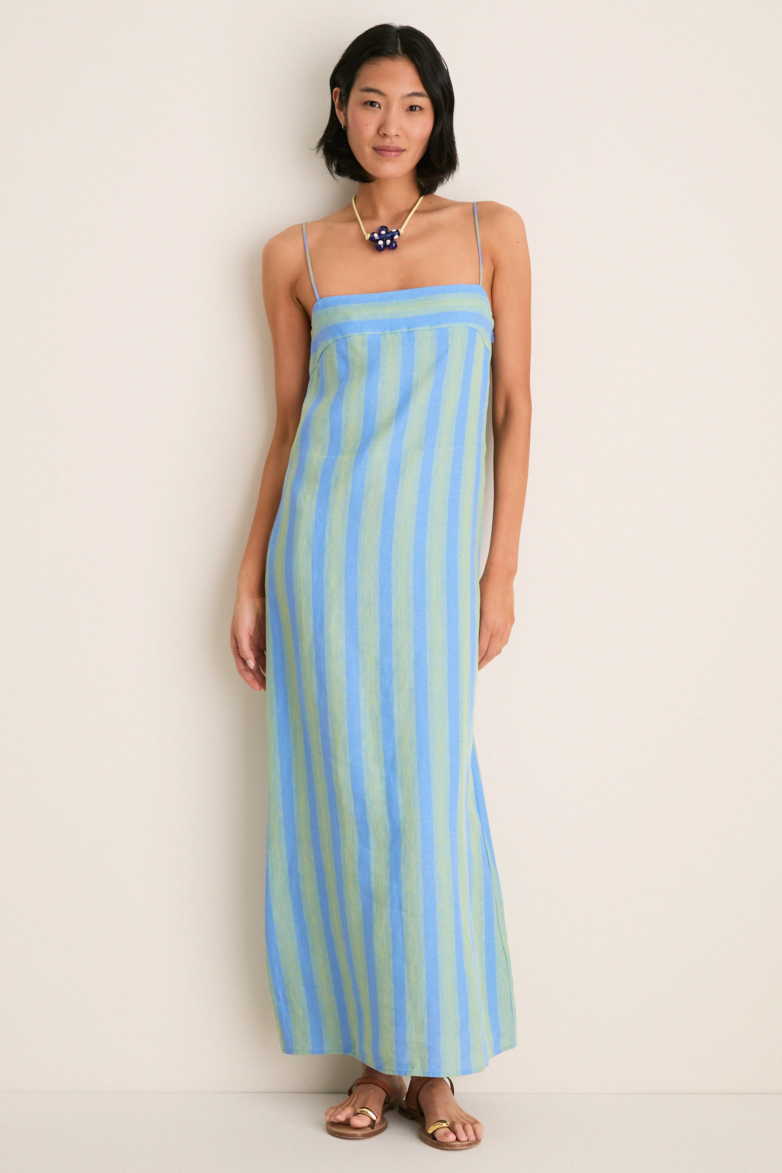 Seaport Stripe Laura Linen Dress | Tuckernuck (US)