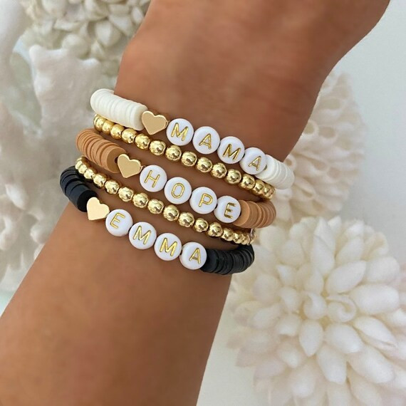 Chic Sweetheart Heishi Bracelet  Personalized Name Bracelets | Etsy | Etsy (US)