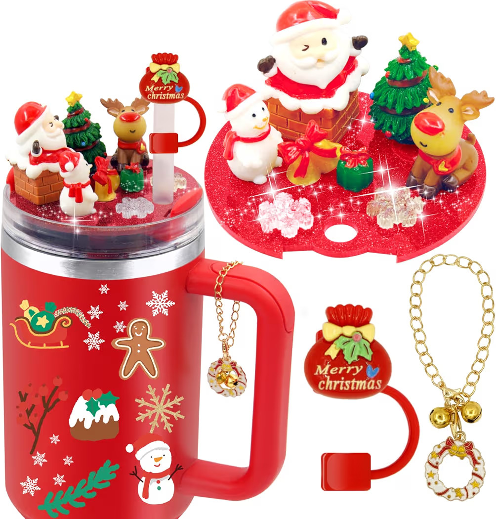 LBU Christmas Stanley Cup Lid Accessories for 40 oz Tumbler Including Silicone Straw Cover Cap To... | Amazon (US)