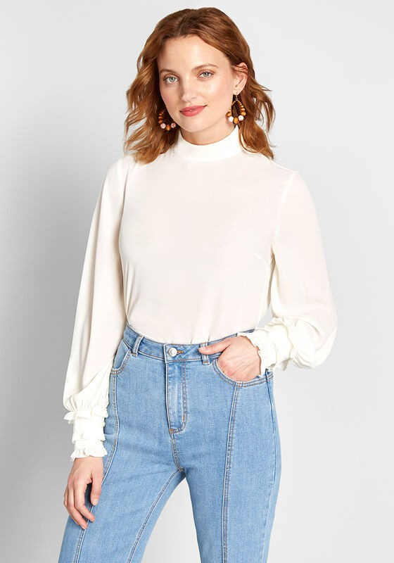 A Grace of One's Own Chiffon Blouse in XL - Long Regular Waist Classic by ModCloth | Modcloth