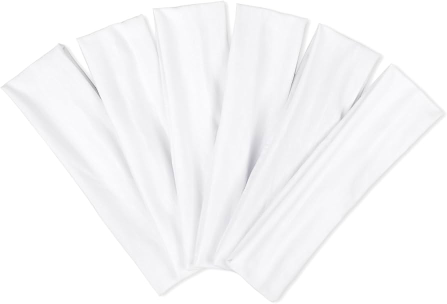TERSE White Women's Non-Slip Elastic Sweat Hairbands - Soft Fabric Thin Hair Wraps for Short Hair... | Amazon (US)