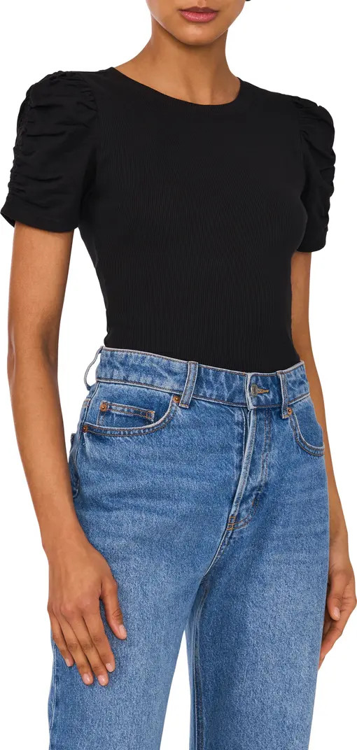 Puff Sleeve Rib T-Shirt | Nordstrom