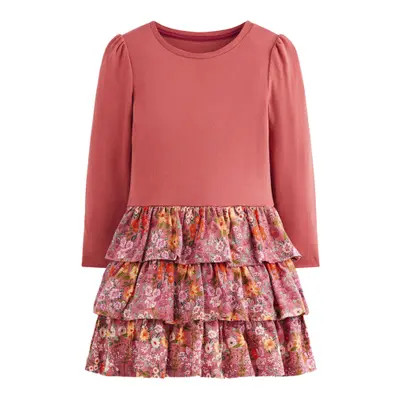 Mini Boden Kids' Jersey Ra Ra Dress in Pink Flower Vine at Nordstrom, Size 6-7 | Nordstrom