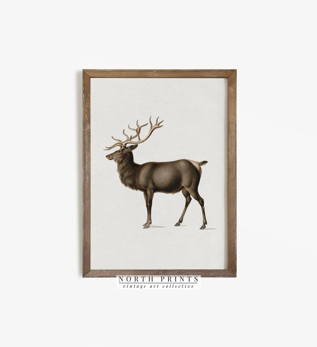 Vintage Reindeer Wall Art Farmhouse Christmas Winter Print - Etsy | Etsy (US)
