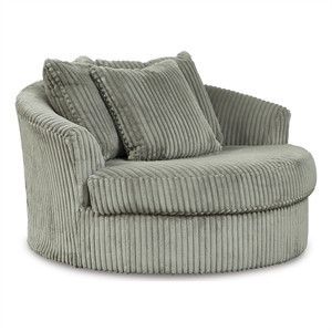 Signature Design by Ashley Lindyn Oversized Swivel Fabric Accent Chair in Gray | Homesquare