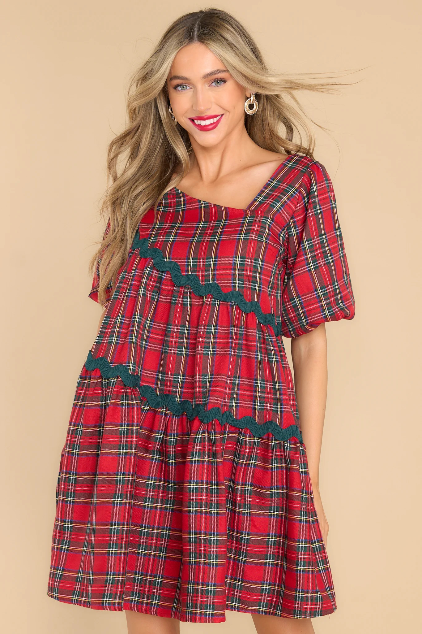 Peace And Joy Red Plaid Dress | Red Dress 