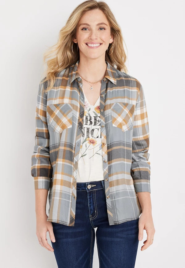 Cabin Plaid Button Down Shirt | Maurices